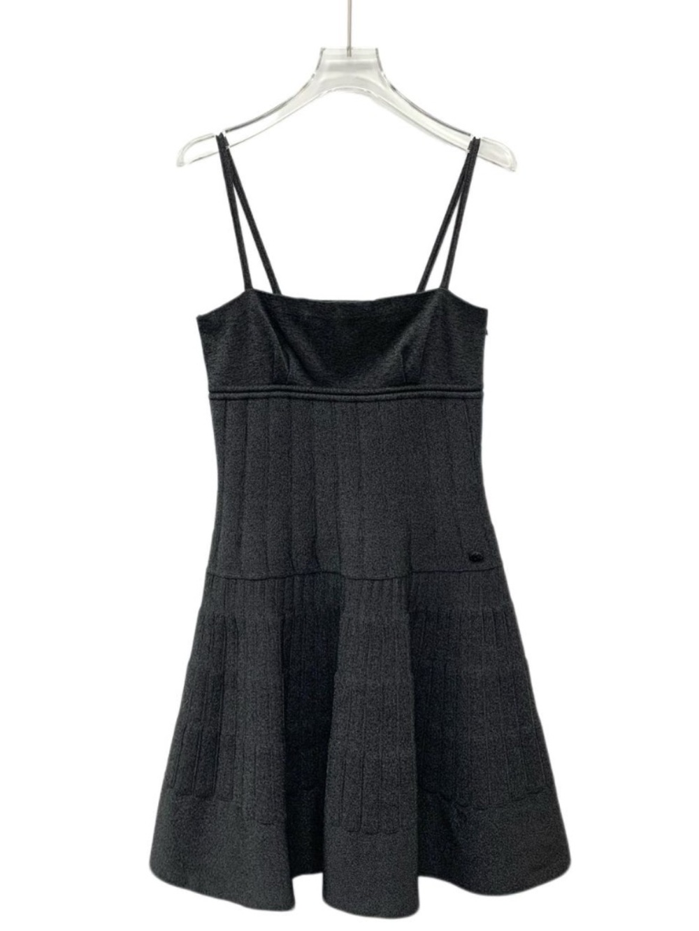 Chanel Dark Gray Spaghetti-Strap Knit Dress